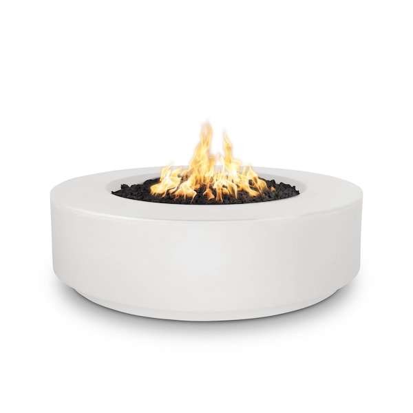 The Outdoor Plus 42 Round Florence Fire Pit - GFRC Concrete - White - Match Lit with Flame Sense - Liquid Propane - OPT-FL4224FSML-LIM-LP