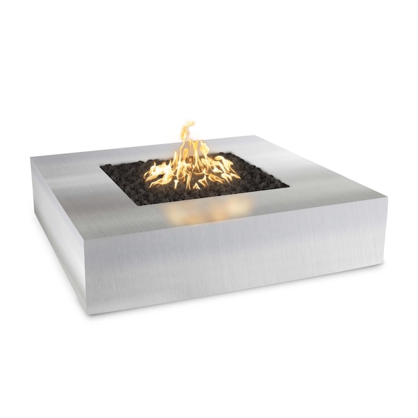 The Outdoor Plus 36 Square Quad Fire Pit - Stainless Steel - Low Voltage Electronic Ignition - Liquid Propane - OPT-QDSS36E12V-LP