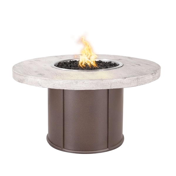 The Outdoor Plus Fresno Wood Grain and Steel Fire Pit 60,110V Play Electronic Ignition, Ebony Concrete Top, Nat. Gas - OPT-FRS60EKIT-EBN-JAV-NG