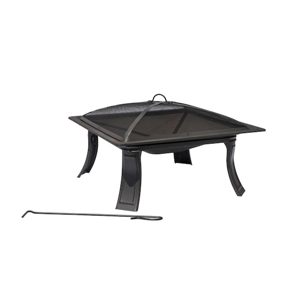 Blue Wave 26 in. All-Weather Outdoor Riverside Square Fire Pit, Black - NU6918