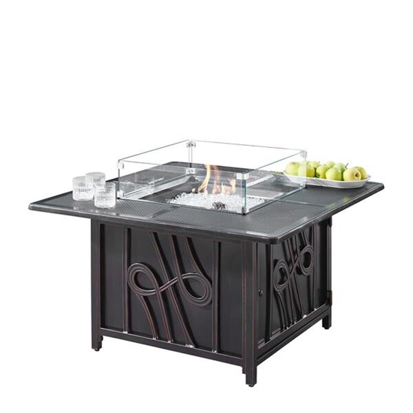 Convenience Concepts 42 in. Aluminum Outdoor Square Propane Fire Table, Antique Copper - HI3122787