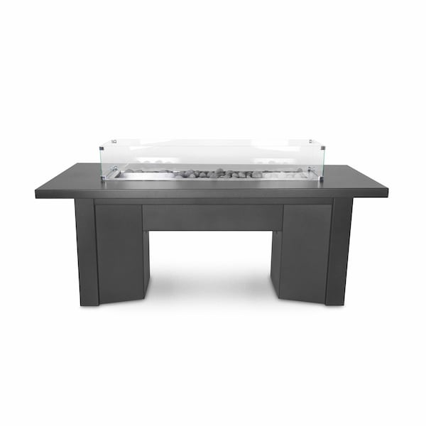 The Outdoor Plus 48 Rectangular Alameda Fire Table, Powder Coated Metal, Black, Natural Gas - OPT-ALMPC48E12V-BLK-NG