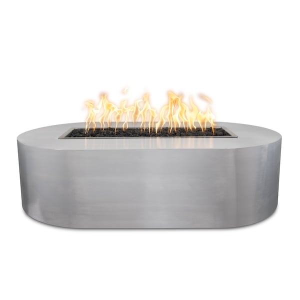 The Outdoor Plus 48 Rectangular Bispo Fire Pit - Stainless Steel - Match Lit with Flame Sense - Liquid Propane - OPT-BSPSS48FSML-LP