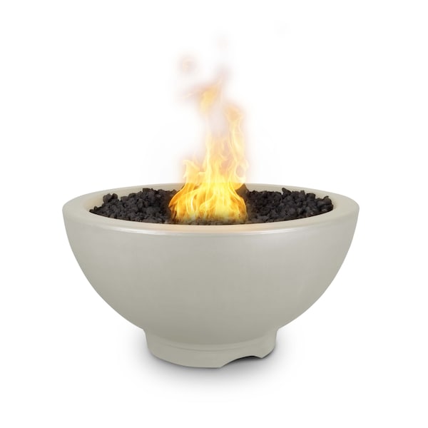 The Outdoor Plus 38 Round Sonoma Fire Pit - GFRC Concrete - Ash - Low Voltage Electronic Ignition - Liquid Propane - OPT-SONMA38E12V-ASH-LP