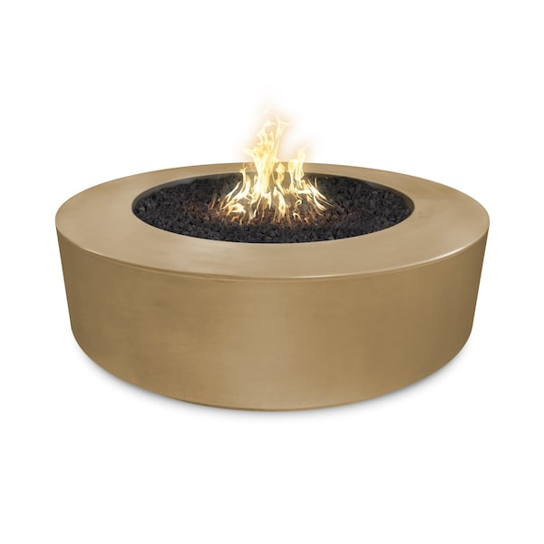 The Outdoor Plus 72 Round Florence Fire Pit - GFRC Concrete - Brown - Spark Ignition with Flame Sense - Natural Gas - OPT-FL72FSEN-BRN-NG