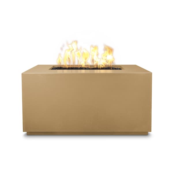 The Outdoor Plus 60 Rectangular Pismo Fire Pit, GFRC Concrete, Brown, Plug & Play Electronic Ignition, Liquid Propane - OPT-2460EKIT-BRN-LP