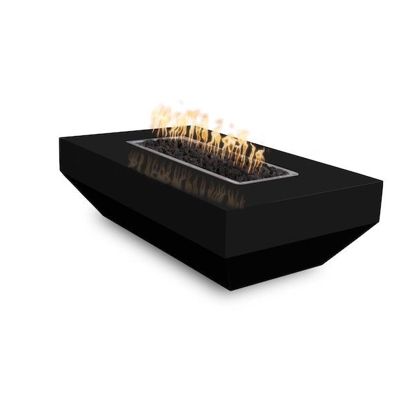 The Outdoor Plus 48 Rectangular Moderno Fire Pit, Powder Coated Metal, Black, Natural Gas - OPT-MODPC4828E12V-BLK-NG