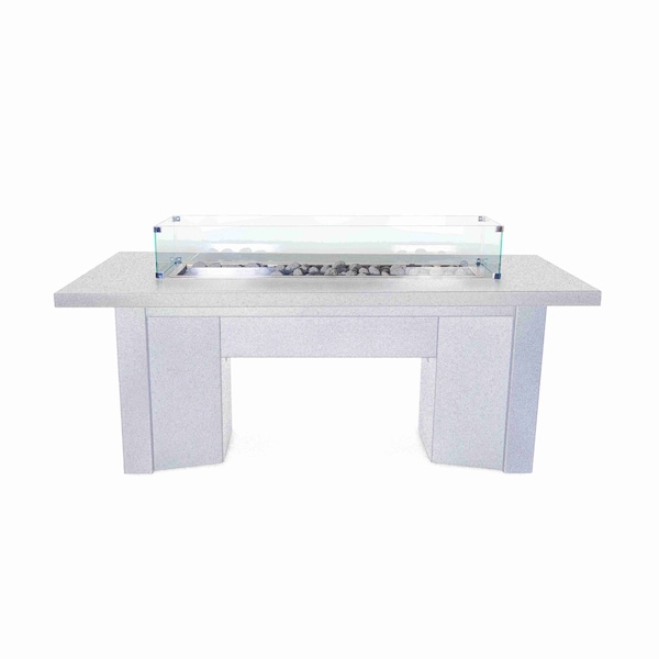 The Outdoor Plus 60 Rectangular Alameda Fire Table, Powder Coated Metal, White, Natural Gas - OPT-ALMPC60E12V-WHT-NG