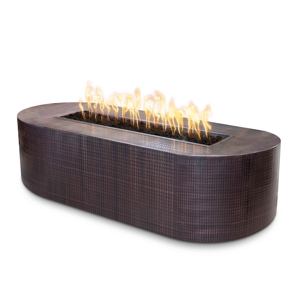 The Outdoor Plus 60 Rectangular Bispo Fire Pit - Copper - Match Lit with Flame Sense - Natural Gas - OPT-BSPCPR60FSML-NG