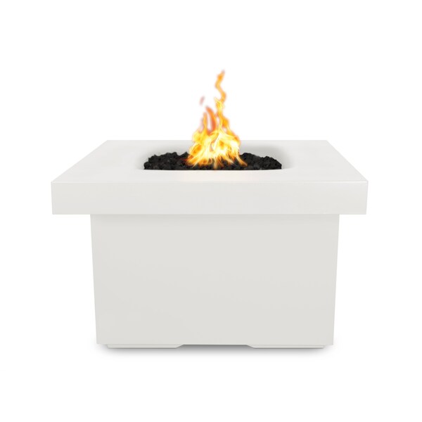 The Outdoor Plus 36 Square Ramona Fire Table - GFRC Concrete - White - Plug & Play Electronic Ignition - Natural Gas - OPT-RMNSQ36EKIT-LIM-NG