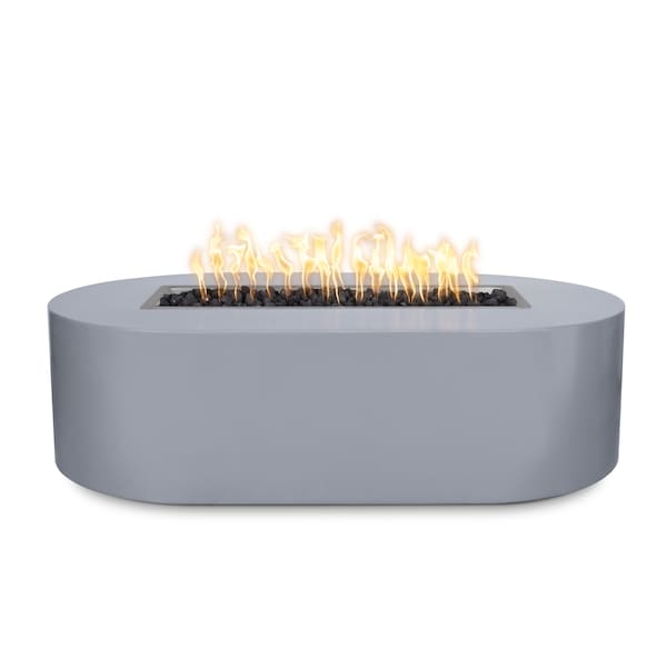 The Outdoor Plus 60 Rectangular Bispo Fire Pit, Powder Coated Metal, Gray, Match Lit with Flame Sense, Liquid Propane - OPT-BSPPC60FSML-GRY-LP