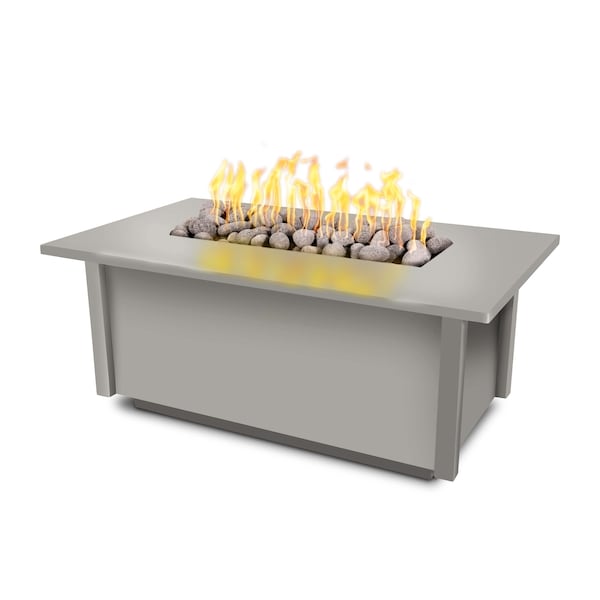 The Outdoor Plus 48 Rectangular Salinas Fire Table, Powder Coated Metal, Plug, Play Electronic Ignition, Natural Gas - OPT-SALPC48EKIT-PEW-NG