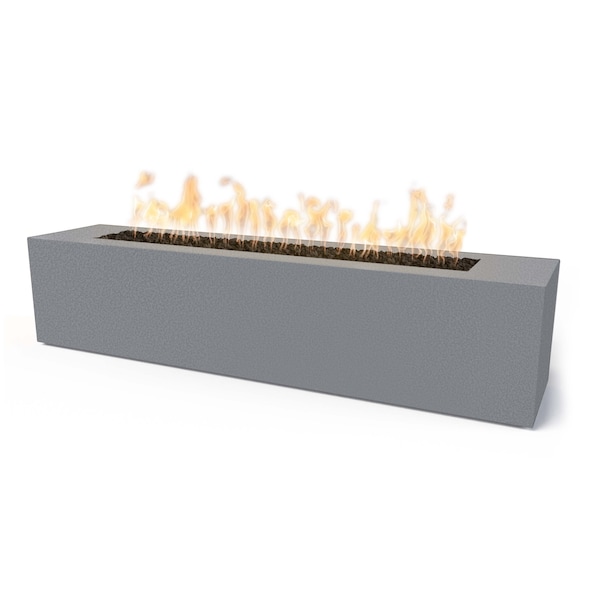 The Outdoor Plus 72 Rectangular Carmen Fire Pit, Powder Coated Metal, Spark Ignition w/Flame Sense, Nat. Gas - OPT-CRMPC7216FSEN-SLV-NG