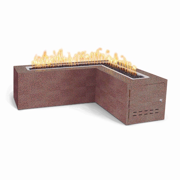 The Outdoor Plus 48 L-Shaped Whitney Fire Table, Powder Coated Metal, Copper Vein, Match Lit w/Flame Sense, Natural Gas - OPT-WHTPC48FSML-CPV-NG