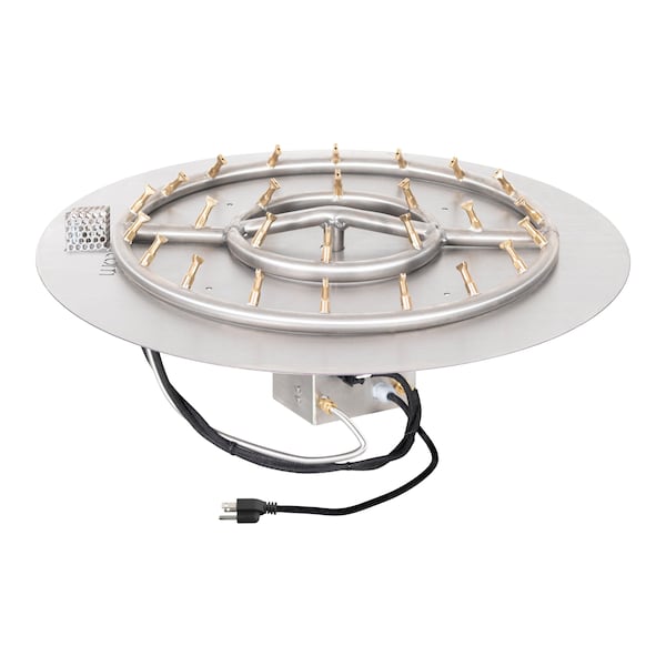 The Outdoor Plus 48 Round Flat Pan and 36 SS Round Bullet Burner - Low Voltage Electronic Ignition - OPT-BFP48RDSSE12