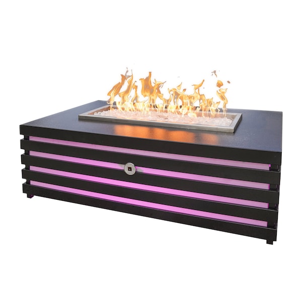 The Outdoor Plus 48 Rectangular Amina Fire Pit - Powder Coated Metal - Copper Vein - Match Lit - Liquid Propane - OPT-AMI4824-CPV-LP