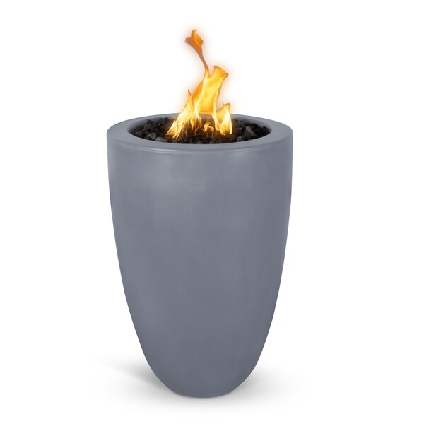 The Outdoor Plus 22 Round Castillo Fire Pillar, GFRC Concrete, Gray, Low Voltage Electronic Ignition, Liquid Propane - OPT-CSTO22ADE12V-GRY-LP
