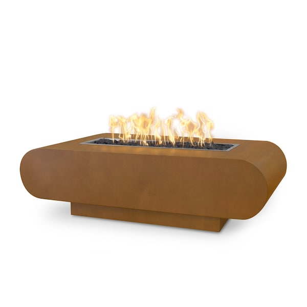 The Outdoor Plus 96 Rectangular La Jolla Fire Pit - Corten Steel - Plug & Play Electronic Ignition - Liquid Propane - OPT-LAJCS96EKIT-LP