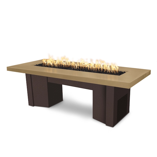 The Outdoor Plus 60 Alameda Fire Table Smooth Concrete, Brown Concrete Top, Copper Vein Powder Coat Base, Natural Gas - OPT-ALMGFRC60FSEN-BRN-CPV-NG