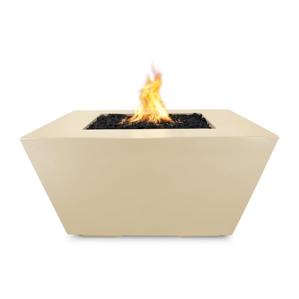 The Outdoor Plus 50 Square Redan Fire Pit, GFRC Concrete, Vanilla, Spark Ignition with Flame Sense, Liquid Propane - OPT-RDN50FSEN-VAN-LP