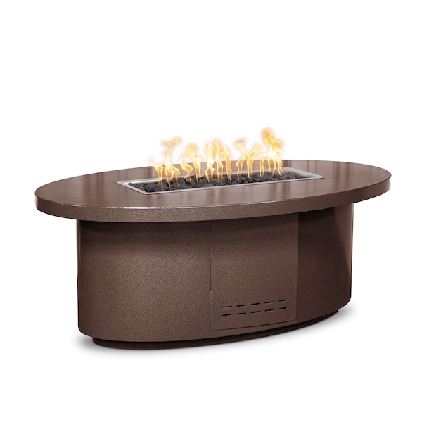 The Outdoor Plus 60 Oval Vallejo Fire Table, Powder Coated Metal, Copper Vein, Liquid Propane - OPT-VALPC60E12V-CPV-LP