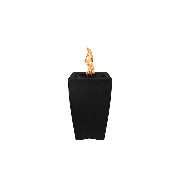 The Outdoor Plus 20 Square Baston Fire Pillar, GFRC Concrete, Black, Low Voltage Electronic Ignition, Liquid Propane - OPT-BSTON20EKIT-BLK-LP