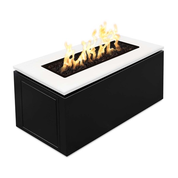 The Outdoor Plus 46 Rectangular Merona Fire Table, Powder Coated Metal, Plug & Play Electronic Ignition, Natural Gas - TOP-MC4622-BWCEKIT-NG