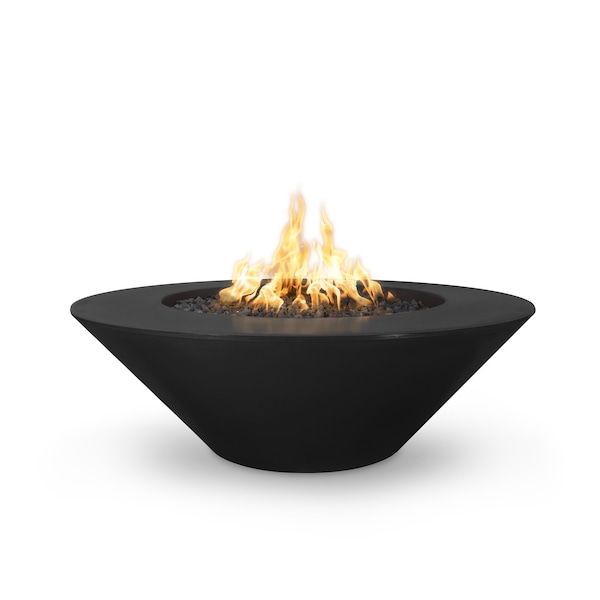The Outdoor Plus 60 Round Cazo Fire Pit - GFRC Concrete - Black - Plug & Play Electronic Ignition - Liquid Propane - OPT-CZ60EKIT-BLK-LP