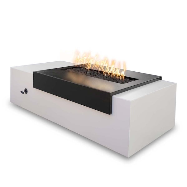 The Outdoor Plus 60 Rectangular Moonstone Fire Pit, Powder Coated Metal, Spark Ignition w/Flame Sense, Liquid Propane - OPT-60MST-BWCFSEN-LP