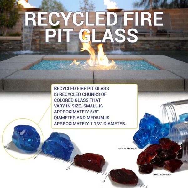 American Fire Glass Ice Recycled Fire Pit Glass, Medium, 10 Lb Bag - CG-ICE-M-10