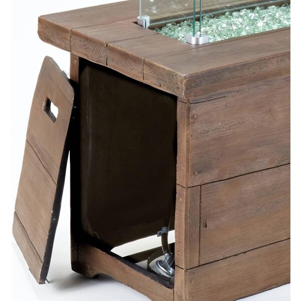 Bluegrass Living 42in x 20in Barnyard Rectangular MGO Propane Fire Pit Table with Glass Beads and Cover - HF42603