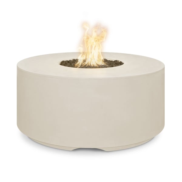 The Outdoor Plus 46 Round Florence Fire Pit, GFRC Concrete, Vanilla, Low Voltage Electronic Ignition, Liquid Propane - OPT-FL4620E12V-VAN-LP