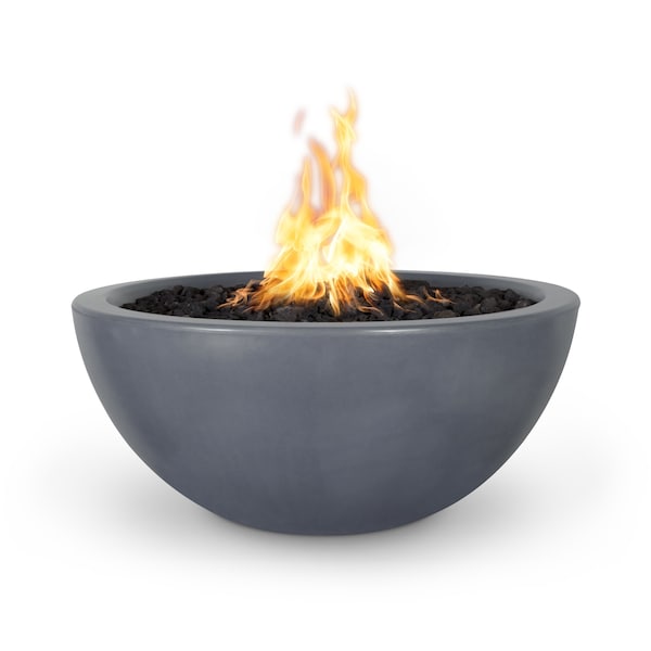 The Outdoor Plus 38 Round Luna Fire Bowl - GFRC Concrete - Gray - Low Voltage Electronic Ignition - Liquid Propane - OPT-LUNFO38E12V-GRY-LP