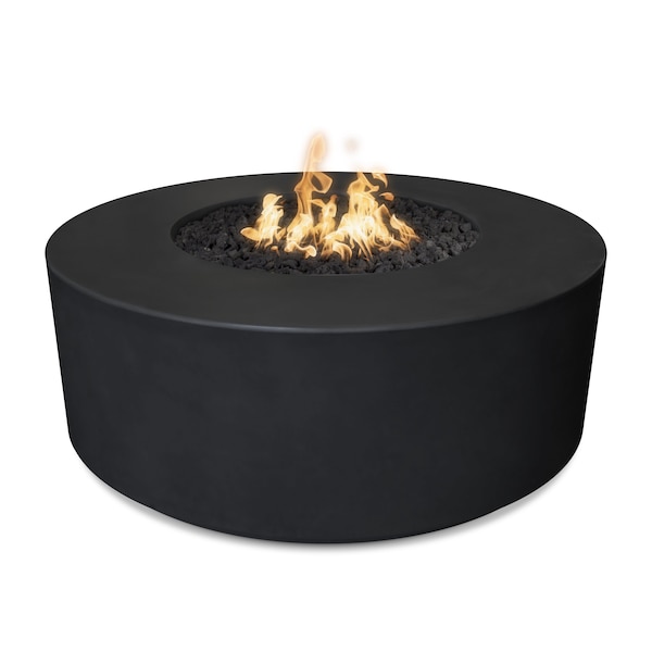 The Outdoor Plus 54 Round Florence Fire Pit - GFRC Concrete - Black - Plug & Play Electronic Ignition - Natural Gas - OPT-FL54EKIT-BLK-NG