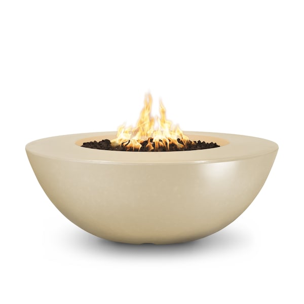 The Outdoor Plus 60 Round Sedona Fire Pit, GFRC Concrete, Vanilla, Plug & Play Electronic Ignition, Liquid Propane - OPT-SEDWL60EKIT-VAN-LP