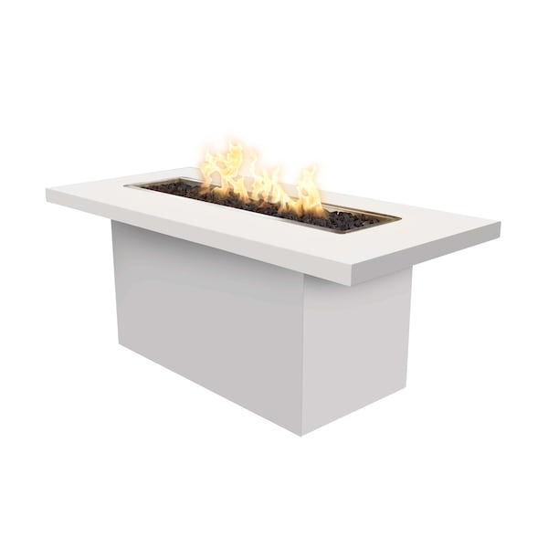 The Outdoor Plus 72 Rectangular Bella Fire Table - Powder Coated Metal - White - Match Lit - Natural Gas - OPT-BELLPC7236-WHT-NG
