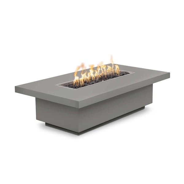 The Outdoor Plus 48 Rectangular Fremont Fire Table, Powder Coated Metal, Pewter, Liquid Propane - OPT-FRMPC4815E12V-PEW-LP