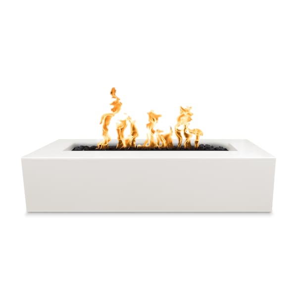 The Outdoor Plus 48 Rectangular Regal Fire Pit - GFRC Concrete - White - Match Lit with Flame Sense - Natural Gas - OPT-RGL48FSML-LIM-NG