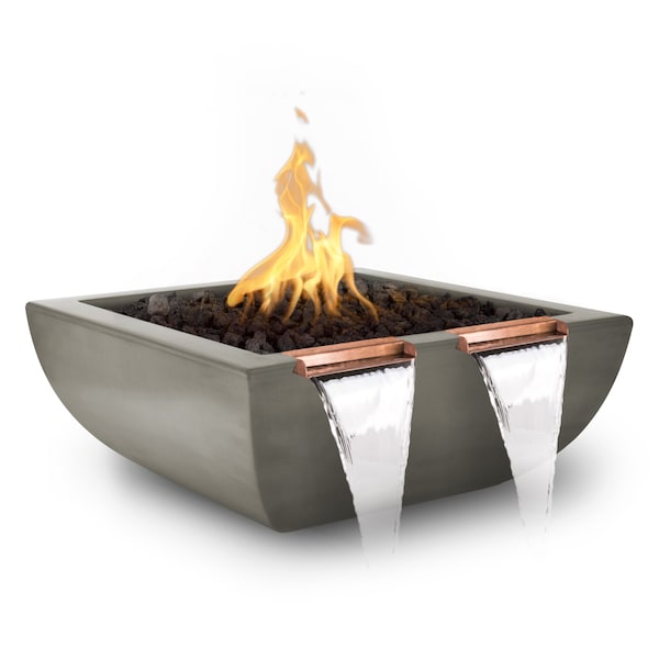 The Outdoor Plus 24 Square Avalon Fire, Water Bowl, Powder Coated Metal, Java, Natural Gas - OPT-24AVPCFWTSE12V-JAV-NG