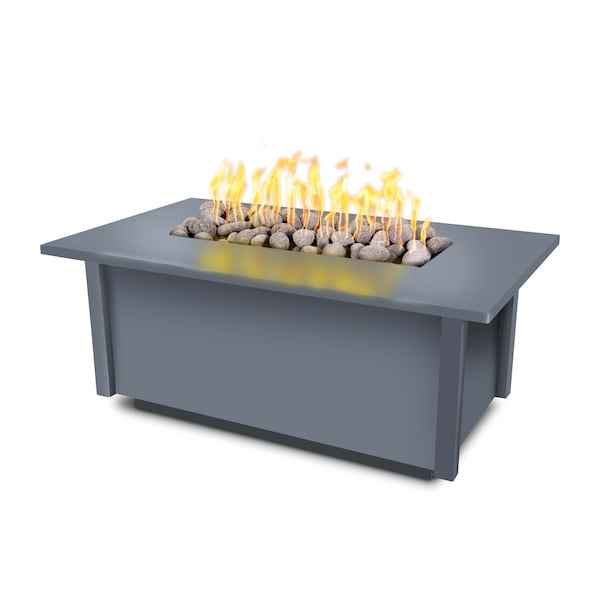 The Outdoor Plus 48 Rectangular Salinas Fire Table, Powder Coated Metal, Gray, Play Electronic Ignition, Natural Gas - OPT-SALPC48EKIT-GRY-NG