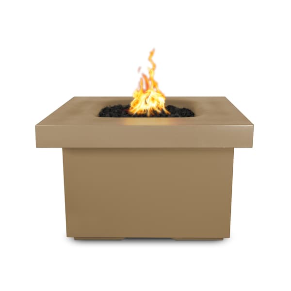 The Outdoor Plus 36 Square Ramona Fire Table, GFRC Concrete, Brown, Plug & Play Electronic Ignition, Liquid Propane - OPT-RMNSQ36EKIT-BRN-LP