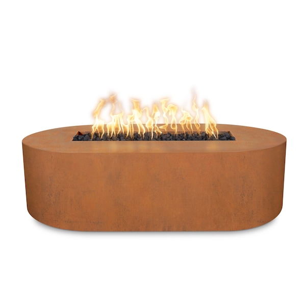 The Outdoor Plus 72 Rectangular Bispo Fire Pit - Corten Steel - Match Lit with Flame Sense - Liquid Propane - OPT-BSPCS72FSML-LP