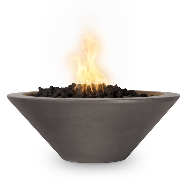 The Outdoor Plus 36 Round Cazo Fire Bowl, GFRC Concrete, Chestnut, Low Voltage Electronic Ignition, Liquid Propane - OPT-36RFOE12V-CST-LP