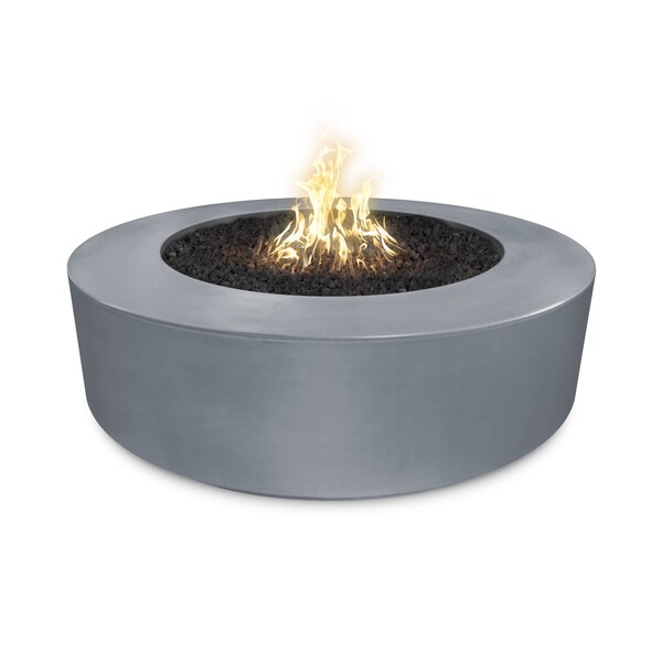 The Outdoor Plus 72 Round Florence Fire Pit - GFRC Concrete - Gray - Match Lit - Natural Gas - OPT-FL72-GRY-NG