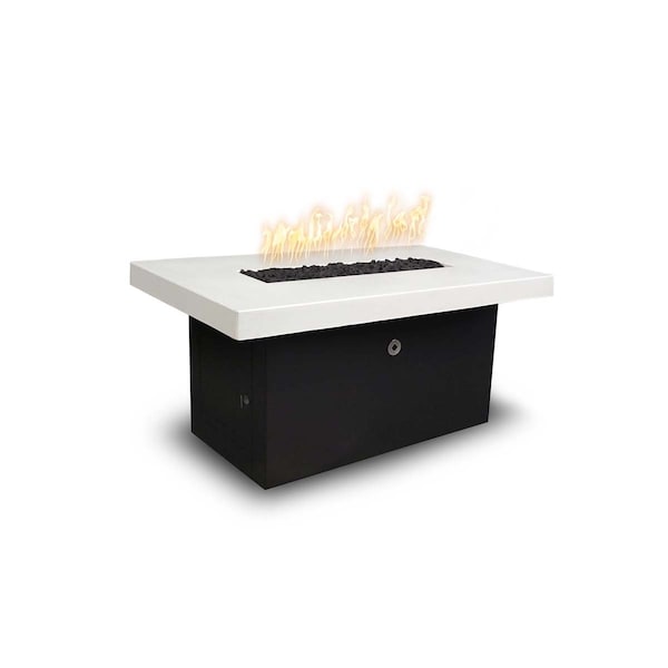 The Outdoor Plus 48 Rectangular Alberta Fire Table - GFRC Concrete - Match Lit with Flame Sense - Natural Gas - OPT-ALBPC48-BWCFSML-NG