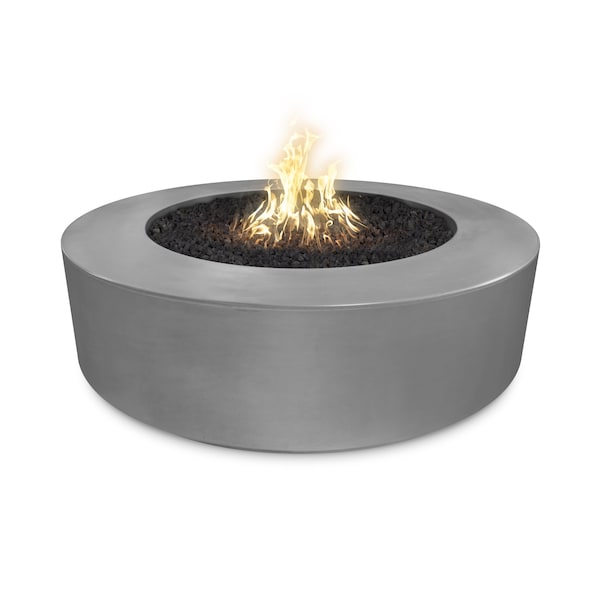 The Outdoor Plus 72 Round Florence Fire Pit, GFRC Concrete, Natural Gray, Low Voltage Electronic Ignition, Natural Gas - OPT-FL72E12V-NGY-NG