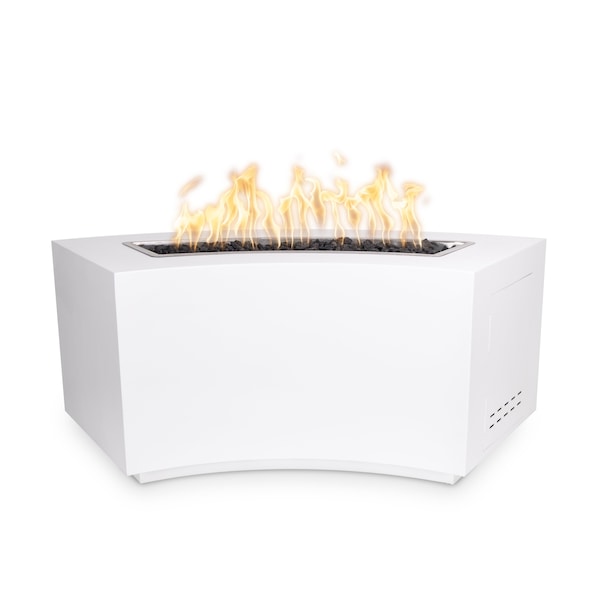 The Outdoor Plus 60 Curved Dixie Fire Pit, Powder Coated Metal, White, Match Lit with Flame Sense, Liquid Propane - OPT-DXPC60FSML-WHT-LP