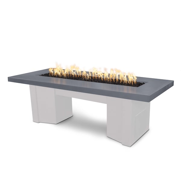 The Outdoor Plus 60 Alameda Fire Table Smooth Concrete, Gray Concrete Top, White Powder Coat Base, Natural Gas - OPT-ALMGFRC60FSEN-GRY-WHT-NG