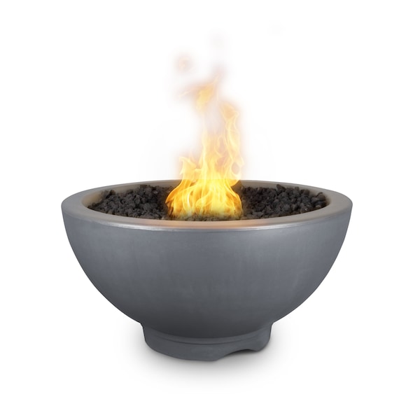 The Outdoor Plus 38 Round Sonoma Fire Pit - GFRC Concrete - Gray - Match Lit with Flame Sense - Natural Gas - OPT-SONMA38FSML-GRY-NG