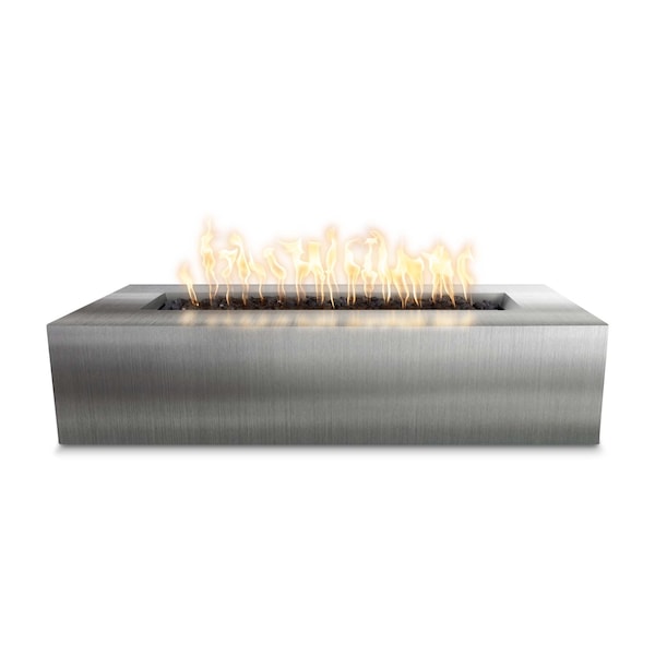 The Outdoor Plus 60 Rectangular Regal Fire Pit - Stainless Steel - Match Lit with Flame Sense - Liquid Propane - OPT-RGLSS60FSML-LP